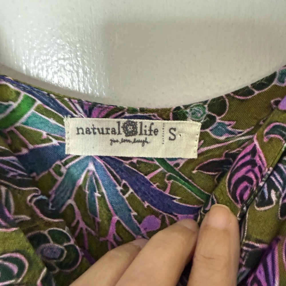Natural life, Ella, green, blue, purple, yellow floral, sleeveless maxi dress S - Picture 5 of 8